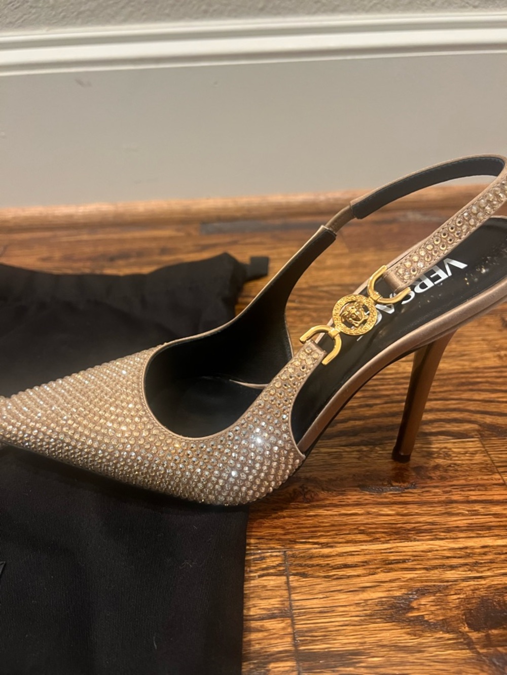 Versace Champagne Crystal Slingback Heels - Picture 6 of 6